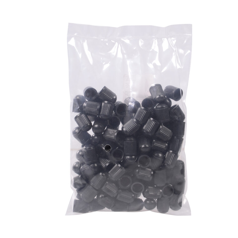 Bouchon de valve plastique noir joint en caoutchouc 100pcs