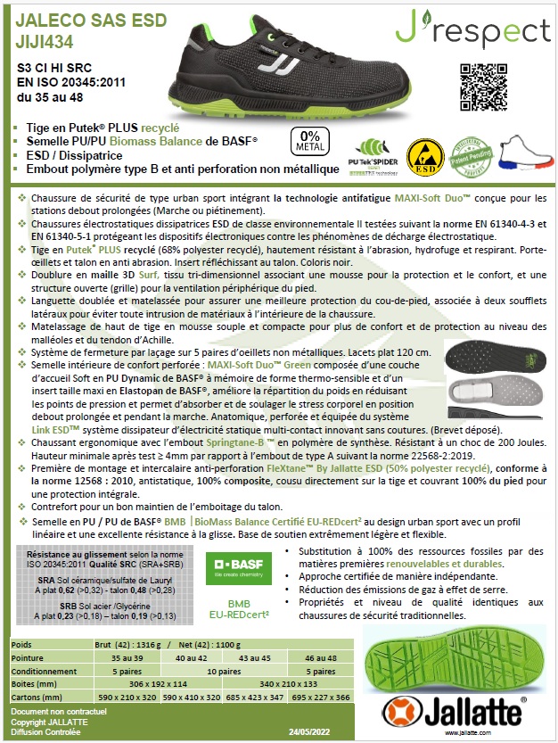 CH.SECURITE BASSE JALECO |S3 CI HI SRC SAS ESD