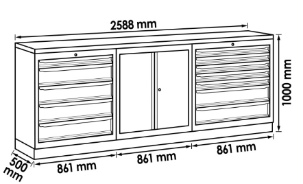 [V6000-3P1XL-X] VIGOR - Combinaison armoire murale ∙ pack de démarrage ∙ acier inoxydable