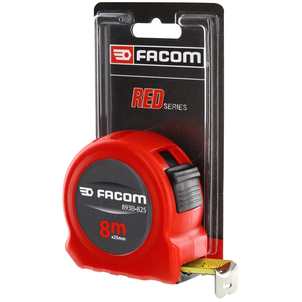 [893B.825PB] FACOM 893B.825PB MESURE 8 M AVEC BLOCAGE, RUBAN NYLON 25 MM, DOUBLE FACES
