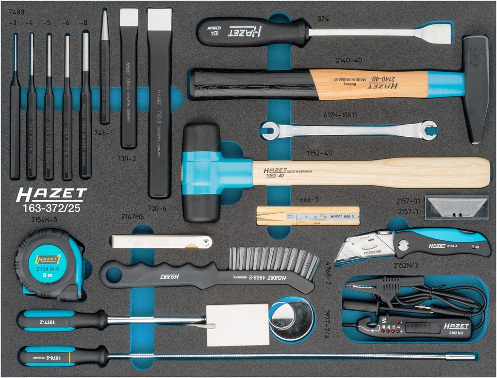 [163-372/25] HAZET 163-372/25 Jeu d'outils universels 3/3+ ∙ 25 pièces ∙ Profil extérieur à 6 pans