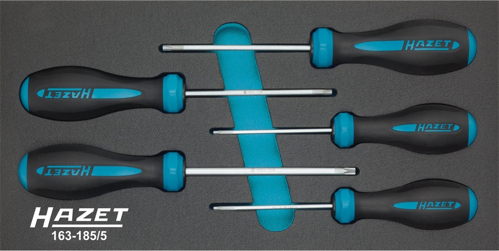[163-185/5] HAZET Jeu de tournevis HEXAnamic® 163-185/5 ∙ Profil TORX® « tamper résistant » ∙ 5 pièces ∙ T10 H – T30 H