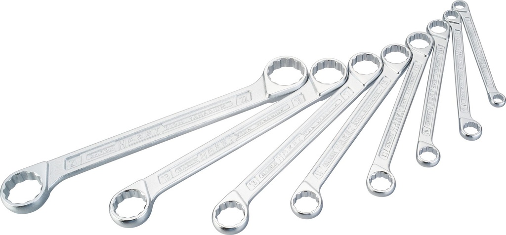[610N/8] HAZET Jeu de clés polygonales doubles 610N/8 ∙ Profil Traction à 12 pans extérieurs ∙ 8 pièces ∙ 6 x 7 – 21 x 22