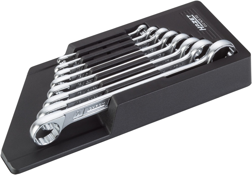 [610N/8RS] HAZET Jeu de clés polygonales doubles 610N/8RS ∙ Profil Traction à 12 pans extérieurs ∙ 8 pièces ∙ 6 x 7 – 21 x 22