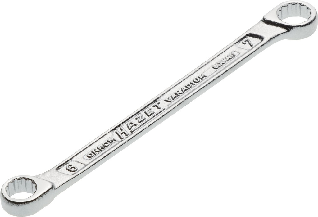 [610N-6X7] HAZET Clé polygonale double 610N-6X7 ∙ Profil Traction à 12 pans extérieurs ∙ Taille 6 x 7 mm