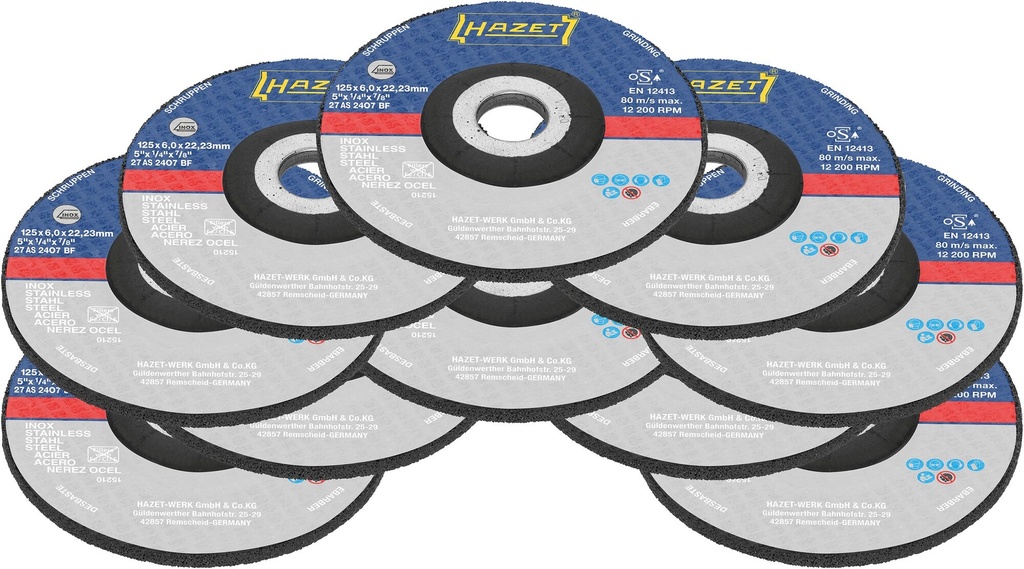 [9233-011/10] HAZET - Jeu de meules à ébarber ∙ 125 x 6 x 22,23 mm (5 x 1⁄4 x 7⁄8″)