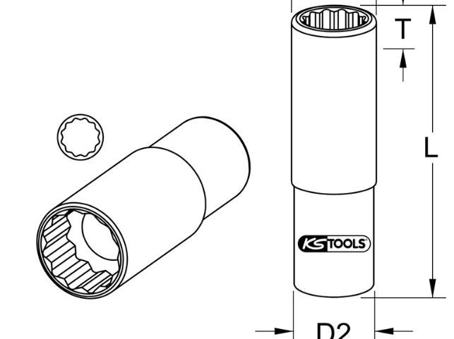 [917.1572] KSTools 917.1572 1/4" Douilles 12 pans, longues 7/16''