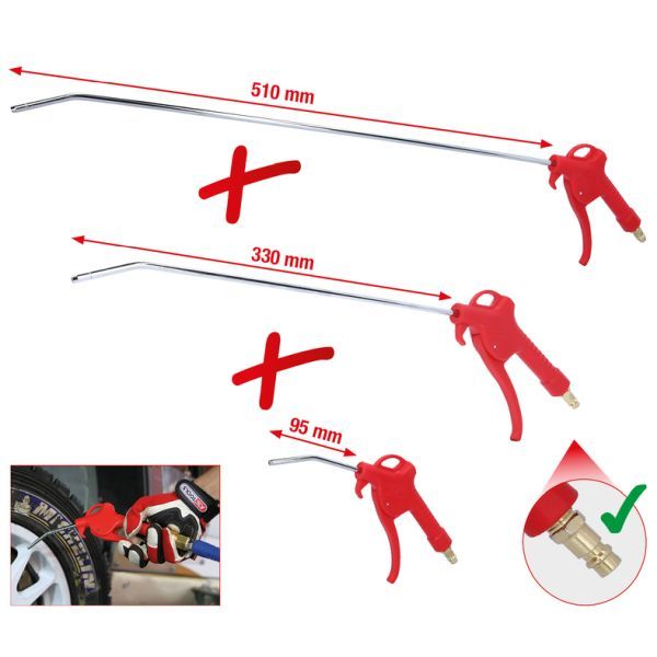 [515.1921] KSTools 515.1921 Pneumatic blow out pistol set, 3 pcs, 95-510mm