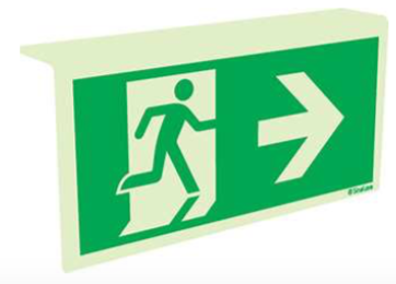 [F0150F30152] PICTO SORTIE DE SECOURS DROITE FIXATION AU PLAFOND 300X150