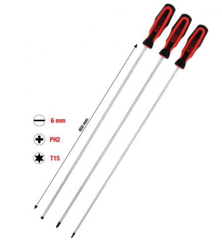 [159.1270] KSTools 159.1270 ERGOTORQUEplus Jeu de tournevis, plat, PH, Torx, 3 pcs, extra longs