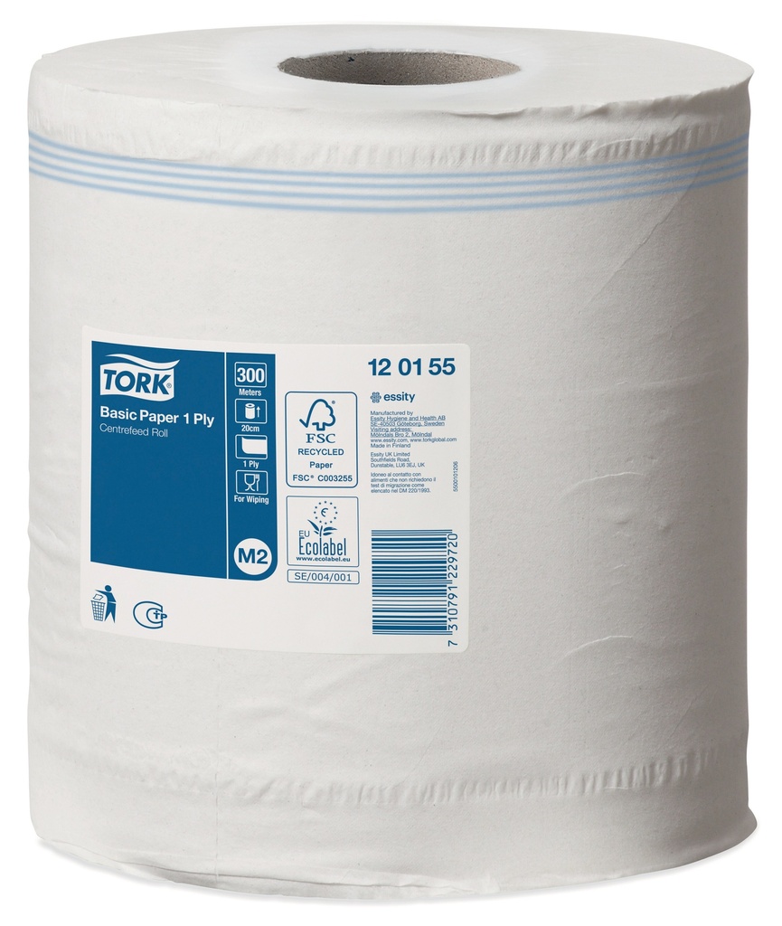 120155 Tork Basic Rouleau a Dévidage Central Chiffon D'Essuyage 1 pli M2 (Rouleau)