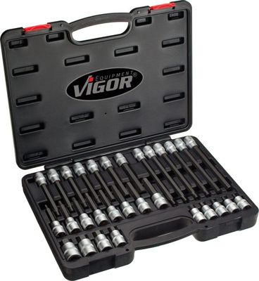 [V1919] VIGOR - Jeu de douilles mâles à 6 pans intérieurs ∙ taille 5 – 19 mm ∙ 30 pièces
