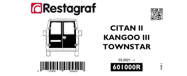 [A601000R] Fasteners kit for back doors KANGOO III VAN 03.2021 → / TOWNSTAR  01.2022 → / CITAN II 10.2021 →