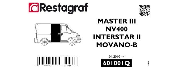[A601001Q] Fasteners kit for sliding side doors MASTER III 04.2010 → / NV400 / INTERSTAR II 04.2010 → / MOVANO-B 04.2010 → 12.2021