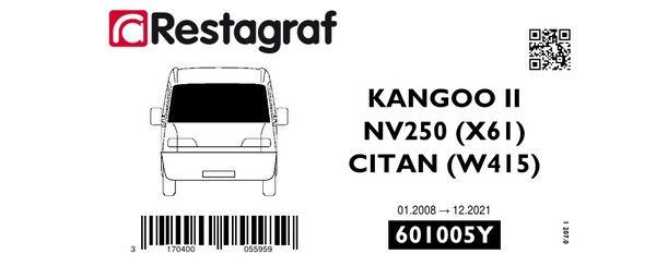 [A601005Y] Fasteners kit for windscreen KANGOO II 01.2008 → 03.2022 / NV250 12.2019→ 12.2021 / CITAN W415 02.2013 → 12.2021