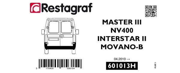 [A601013H] Fasteners kit for rear bumper MASTER III 04.2010 → / NV400 / INTERSTAR II 04.2010 → / MOVANO-B 04.2010 → 12.2021