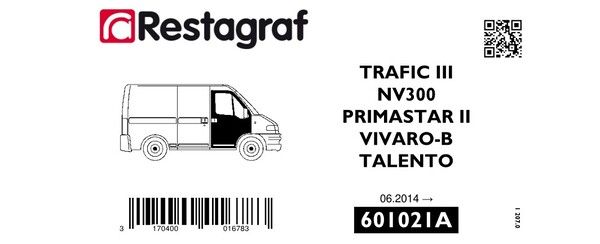 [A601021A] Fasteners kit for front doors TRAFIC III 06.2014 → / NV 300 09.2016 → / VIVARO B 09.20144 → / TALENTO 06.2016 → 02.2022