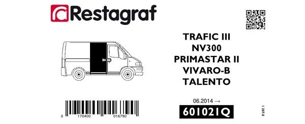 [A601021Q] Fasteners kit for sliding side doors TRAFIC III 06.2014 →/NV 300 09.2016 →/VIVARO B 09.2014 → 08.2019/TALENTO 06.2016→02.2022