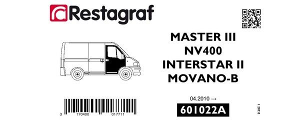 [A601022A] Fasteners kit for front doors MASTER III 04.2010 → / NV400 / INTERSTAR II 04.2010 → / MOVANO-B 04.2010 → 12.2021