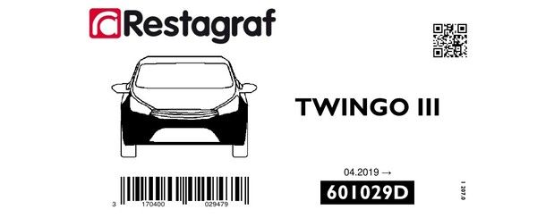[A601029D] Fasteners kit for front bumper TWINGO III (Phase 2) 04.2019 →