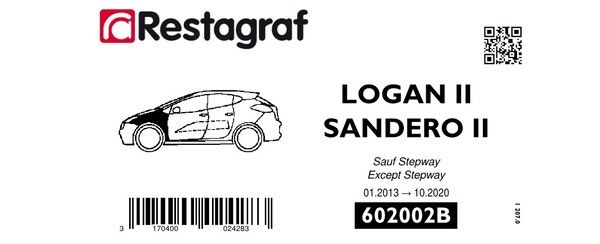 [A602002B] Fasteners kit for front fender LOGAN II / SANDERO II 01.2013 → 10.2020 except Stepway