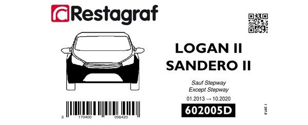 [A602005D] Fasteners kit for front bumper LOGAN II / LOGAN II MCV / SANDERO II Except STEPWAY 01.2013 → 10.2020