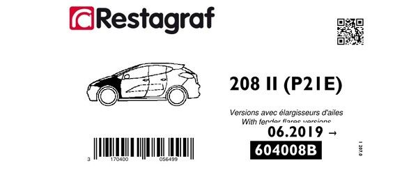 [A604008B] Fasteners kit for front fender 208 (P21E) With fender flares 06.2019 →