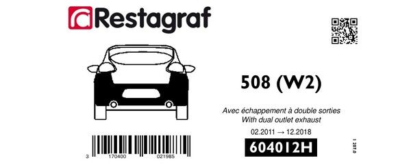 [A604012H] Fasteners kit for rear bumper 508 (W2) with double outlet exhaust 02.2011 → 12.2018