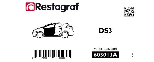 [A605013A] Fasteners kit for doors DS3 All versions 11.2009 → 07.2019