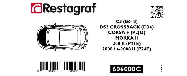 [A606000C] Fasteners kit for bonnet C3 / DS3 CROSSBACK / CORSA F / MOKKA II / 208 II  / 2008 / e-2008 II