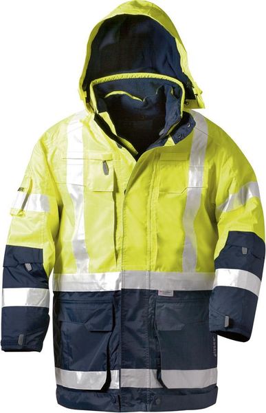 [23421-3XL] [⚠Déstockage] PARKA BICOLORE JAUNE FLUO/MARINE