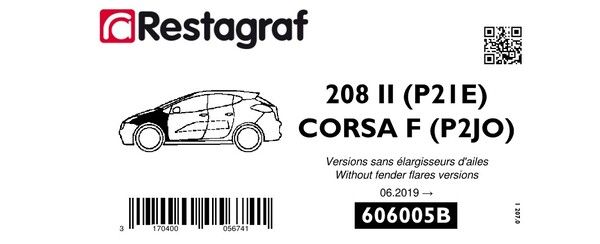 [A606005B] Fasteners kit for front fender 208 (P21E) Without fender flares 06.2019 → / CORSA F (P2JO) 11.2019 →