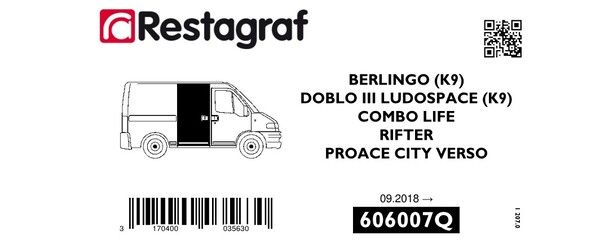 [A606007Q] Fasteners kit for sliding side doors BERLINGO PASSENGER/DOBLO III LUDOSPACE/COMBO LIFE/RIFTER/PROACE CITY VERSO 09.2018→