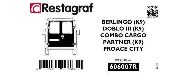 [A606007R] Fasteners kit for back doors  BERLINGO / COMBO E / DOBLO III / PROACE CITY / RIFTER / PARTNER 09.2018 → (All versions)