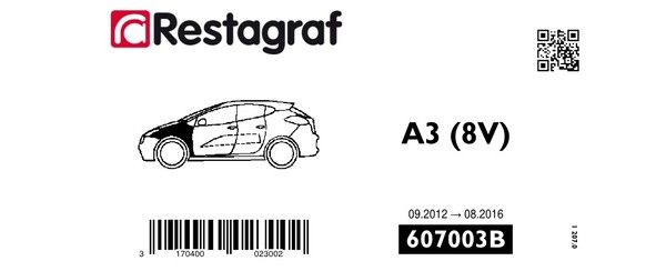 [A607003B] Fasteners kit for front fender A3 III (Phase 1) (8V) 09.2012 → 08.2016