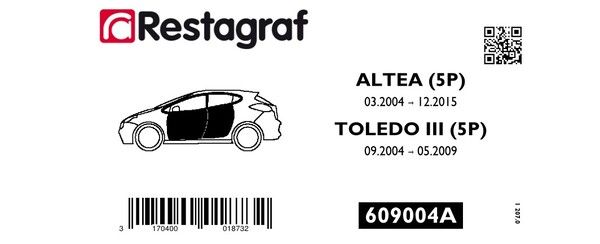 [A609004A] Fasteners kit for doors ALTEA (5P) 03.2004 → 12.2015 / TOLEDO III (5P) 09.2004 → 05.2009