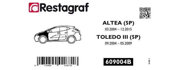 [A609004B] Fasteners kit for front fender ALTEA / TOLEDO III (5P) 03.2004 → 12.2015