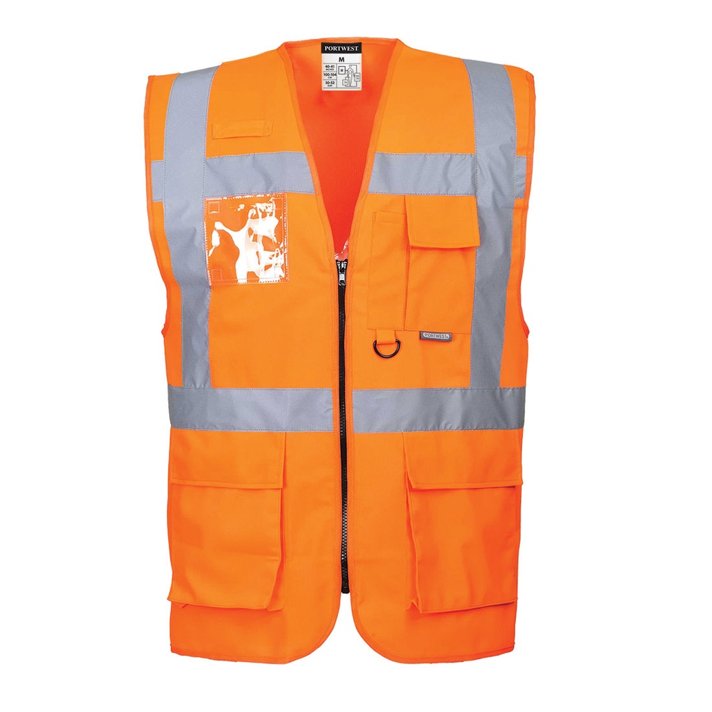[S476O-XS] GILET ORANGE FLUO BERLIN|EN 20471 CLASSE 2 / MULTI-POCHE (XS)