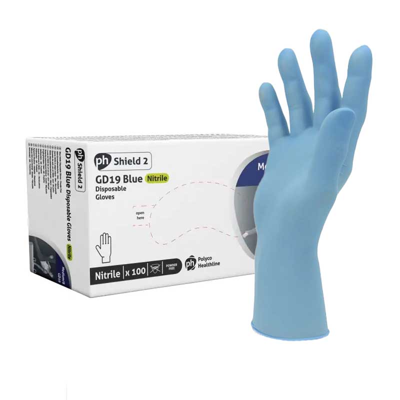 [GD19-S] GD19 - GANTS NITRILE BLEUS NON POUDRES|(CARTON DE 10 BOITES DE 100 PIECES) (S)