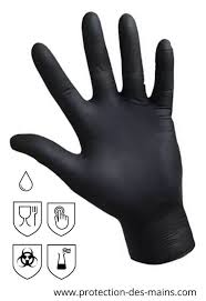 [GL100-S] GANTS JETABLES FINITE NITRILE  |NOIR NON POUDRES RENFORCES (6.5 GR) |BOITE DE 100 PIECES (S)