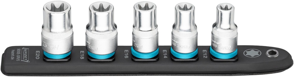 [900E-SR/5] HAZET SmartRail ∙ barre enfichable flexible en matière plastique 900E-SR/5 ∙ Carré creux 1/2 pouce (12,5 mm) ∙ Profil TORX® extérieur ∙ 5 pièces ∙ E12 ∙ E14 ∙ E16 ∙ E18 ∙ E20