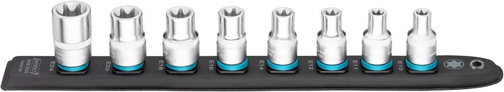 [900E-SR/8] HAZET SmartRail ∙ barre enfichable flexible en matière plastique 900E-SR/8 ∙ Carré creux 1/2 pouce (12,5 mm) ∙ Profil TORX® extérieur ∙ 8 pièces ∙ E10 ∙ E11 ∙ E12 ∙ E14 ∙ E16 ∙ E18 ∙ E20 ∙ E24