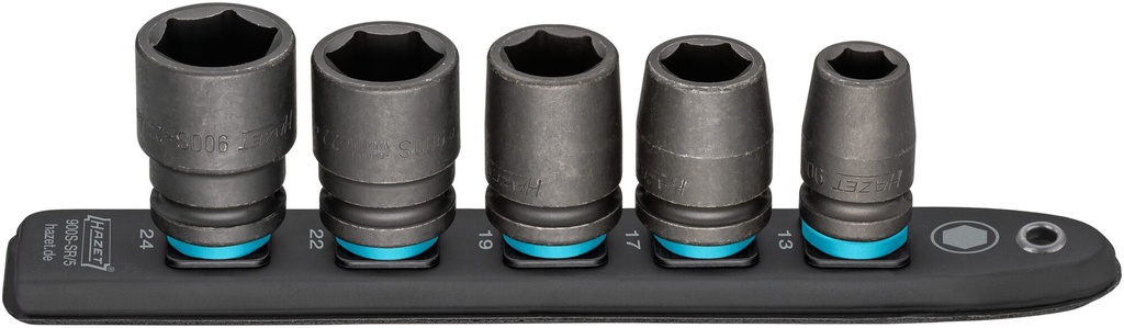 [900S-SR/5] HAZET SmartRail ∙ barre enfichable flexible en matière plastique 900S-SR/5 ∙ Carré creux 1/2 pouce (12,5 mm) ∙ Profil Traction à 6 pans extérieurs ∙ 5 pièces ∙ 13 ∙ 17 ∙ 19 ∙ 22 ∙ 24