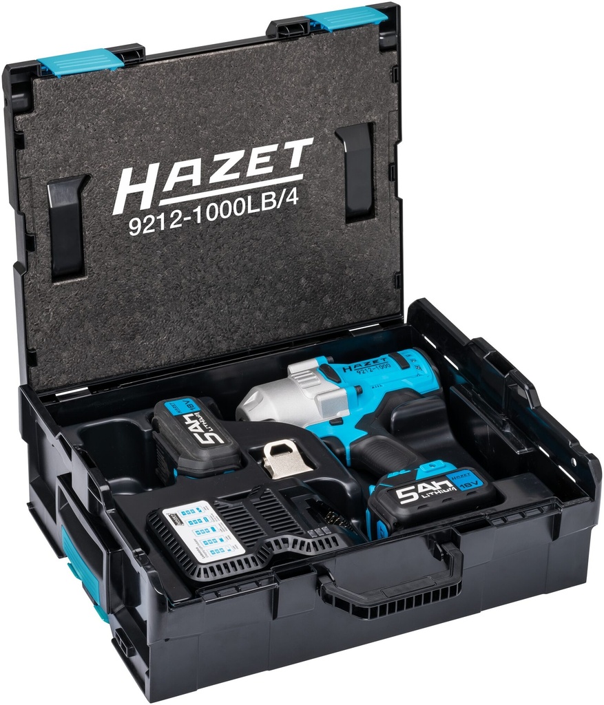 [9212-1000LB/4] HAZET Clé à chocs sans fil 9212-1000LB/4 ∙ Couple de desserrage maximal [Nm]: 1400 Nm ∙ Carré massif 1/2 pouce (12,5 mm) ∙ 4 pièces