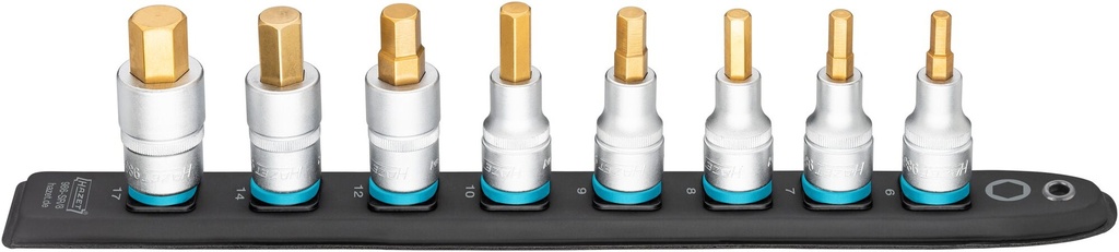 [986-SR/8] HAZET SmartRail ∙ barre enfichable flexible en matière plastique 986-SR/8 ∙ Carré creux 1/2 pouce (12,5 mm) ∙ Profil à 6 pans intérieurs ∙ 8 pièces ∙ 6 ∙ 7 ∙ 8 ∙ 9 ∙ 10 ∙ 12 ∙ 14 ∙ 17