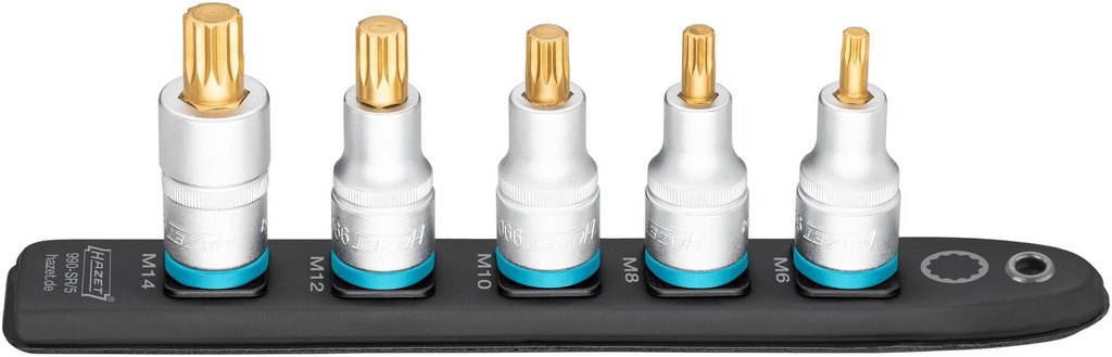 [990-SR/5] HAZET SmartRail ∙ barre enfichable flexible en matière plastique 990-SR/5 ∙ Carré creux 1/2 pouce (12,5 mm) ∙ Profil denture multiple intérieur XZN ∙ 5 pièces ∙ M6 ∙ M8 ∙ M10 ∙ M12 ∙ M14
