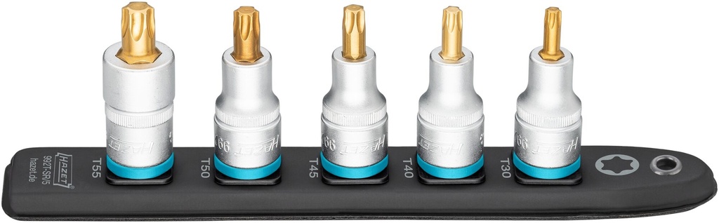 [992T-SR/5] HAZET SmartRail ∙ barre enfichable flexible en matière plastique 992T-SR/5 ∙ Carré creux 1/2 pouce (12,5 mm) ∙ Profil TORX® intérieur ∙ 5 pièces ∙ T30 ∙ T40 ∙ T45 ∙ T50 ∙ T55