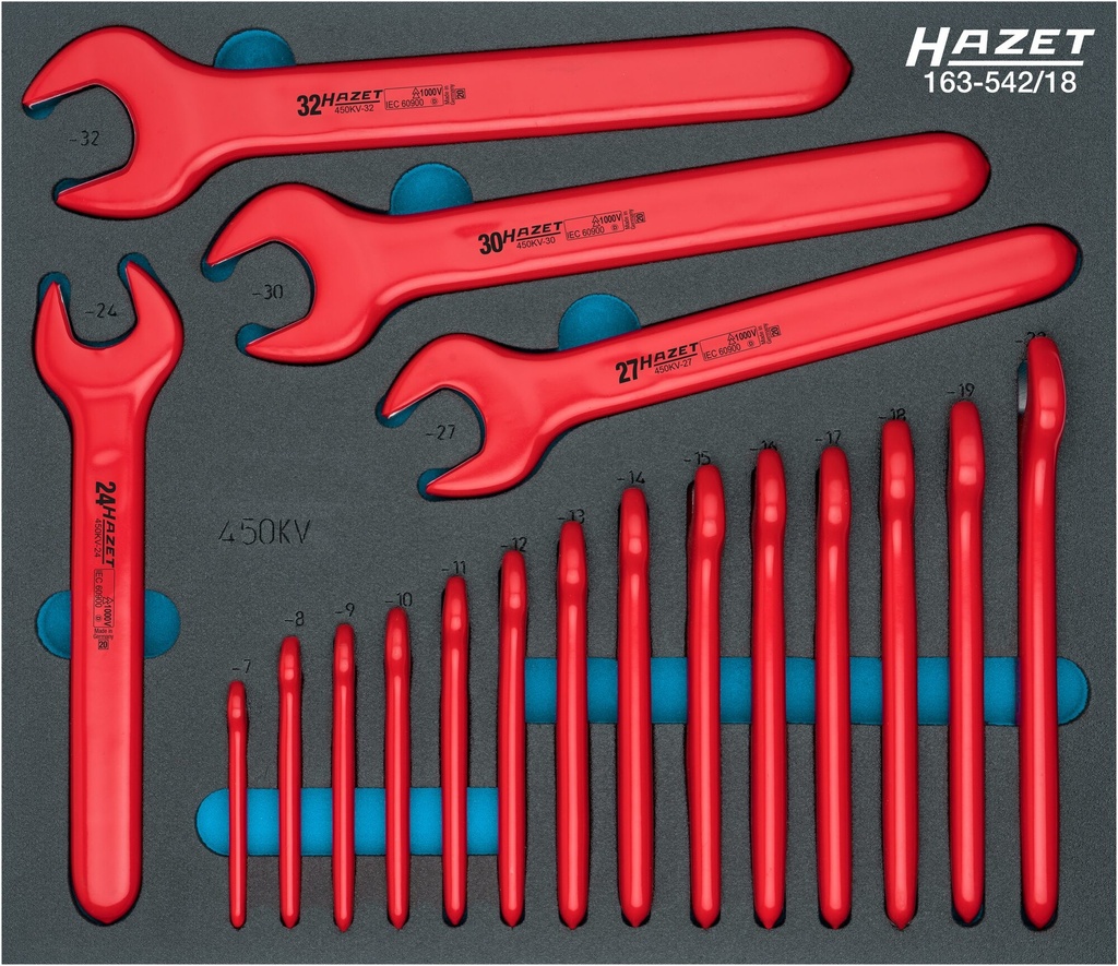 [163-542/18] HAZET - Jeu de clés à fourche doubles ∙ avec isolation de protection