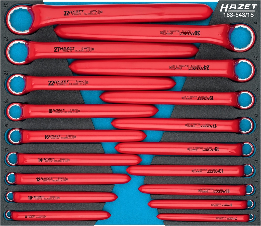 [163-543/18] HAZET - Jeu de clés polygonales ∙ avec isolation de protection