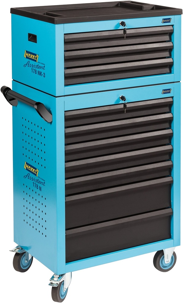 [178N-10] HAZET Servante d'atelier servante d'atelier Assistent 178N-10 ∙ L x l x h : 781 mm x 498 mm x 1410 mm ∙ Tiroir, plat: 8× 80 x 527 x 348 mm ∙ Tiroir, haut: 2× 165 x 527 x 348 mm